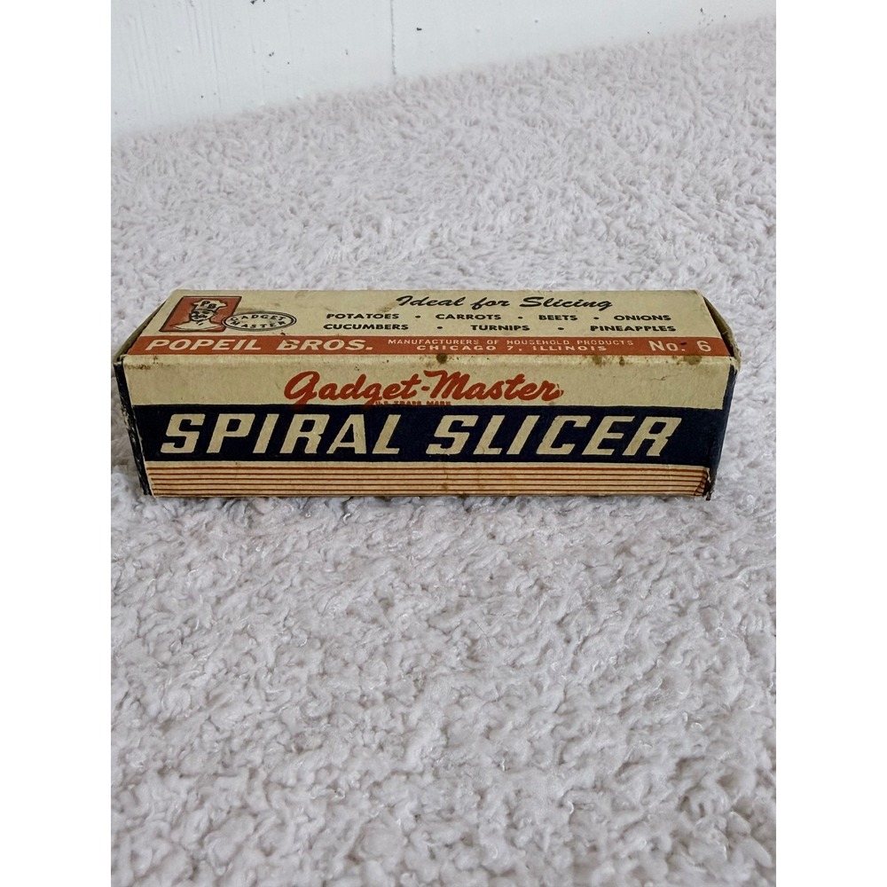 Vintage Popeil Bros Gadget-Master Spiral Slicer No 6 Chicago Kitchen Tool Box